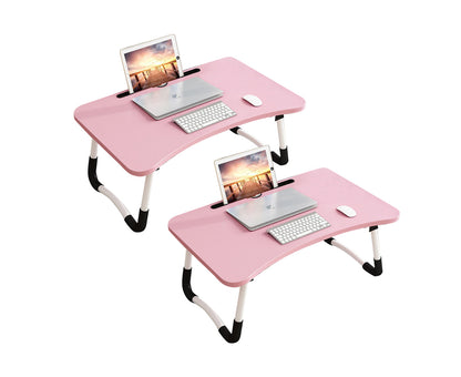SOGA 2X Pink Portable Bed Table Adjustable Foldable Bed Sofa Study Table Laptop Mini Desk with Notebook Stand Card Slot Holder Home Decor • LUZ-BedTableG44X2