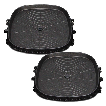 SOGA 2X Portable Korean BBQ Butane Gas Stove Stone Grill Plate Non Stick Coated Square • LUZ-StoneBBQPlateSquareX2