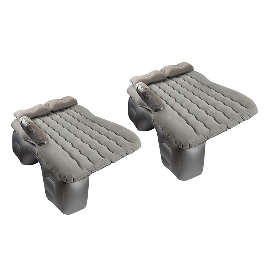 SOGA 2X Grey Ripple Inflatable Car Mattress Portable Camping Air Bed Travel Sleeping Kit Essentials • LUZ-CarMat006X2