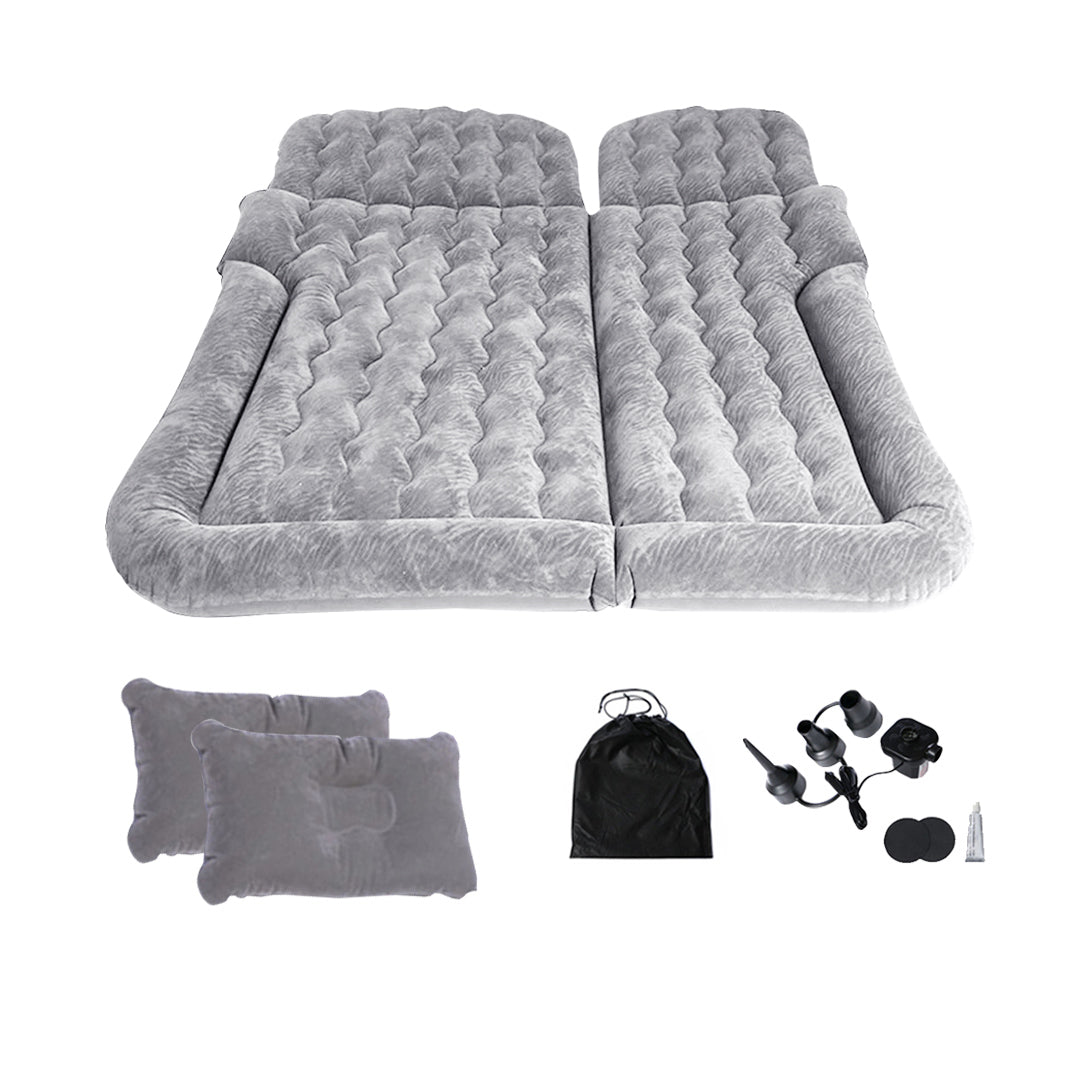 SOGA Grey Inflatable Car Boot Mattress Portable Camping Air Bed Travel Sleeping Essentials • LUZ-CarMat014