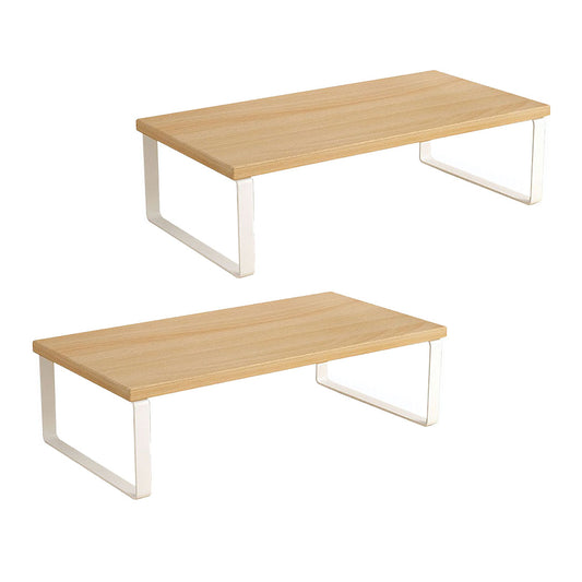 SOGA 2X 50cm Wood Computer Monitor Elevated Stand Desktop Support Station Rack • LUZ-Level006X2
