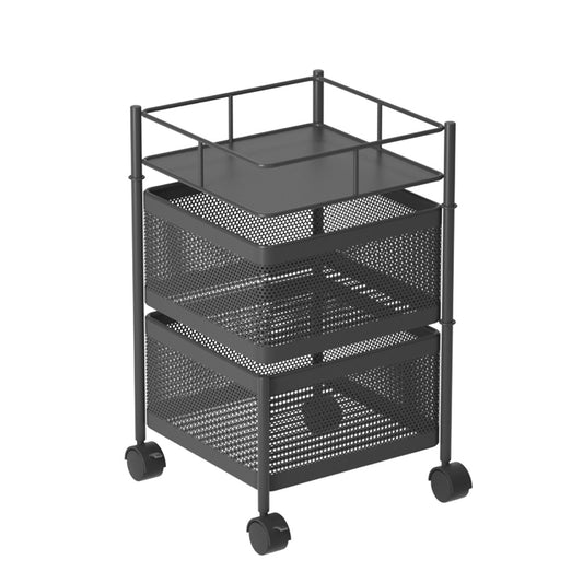 SOGA 2 Tier Steel Square Rotating Kitchen Cart Multi-Functional Shelves Portable Storage Organizer with Wheels • LUZ-KitchenXY018