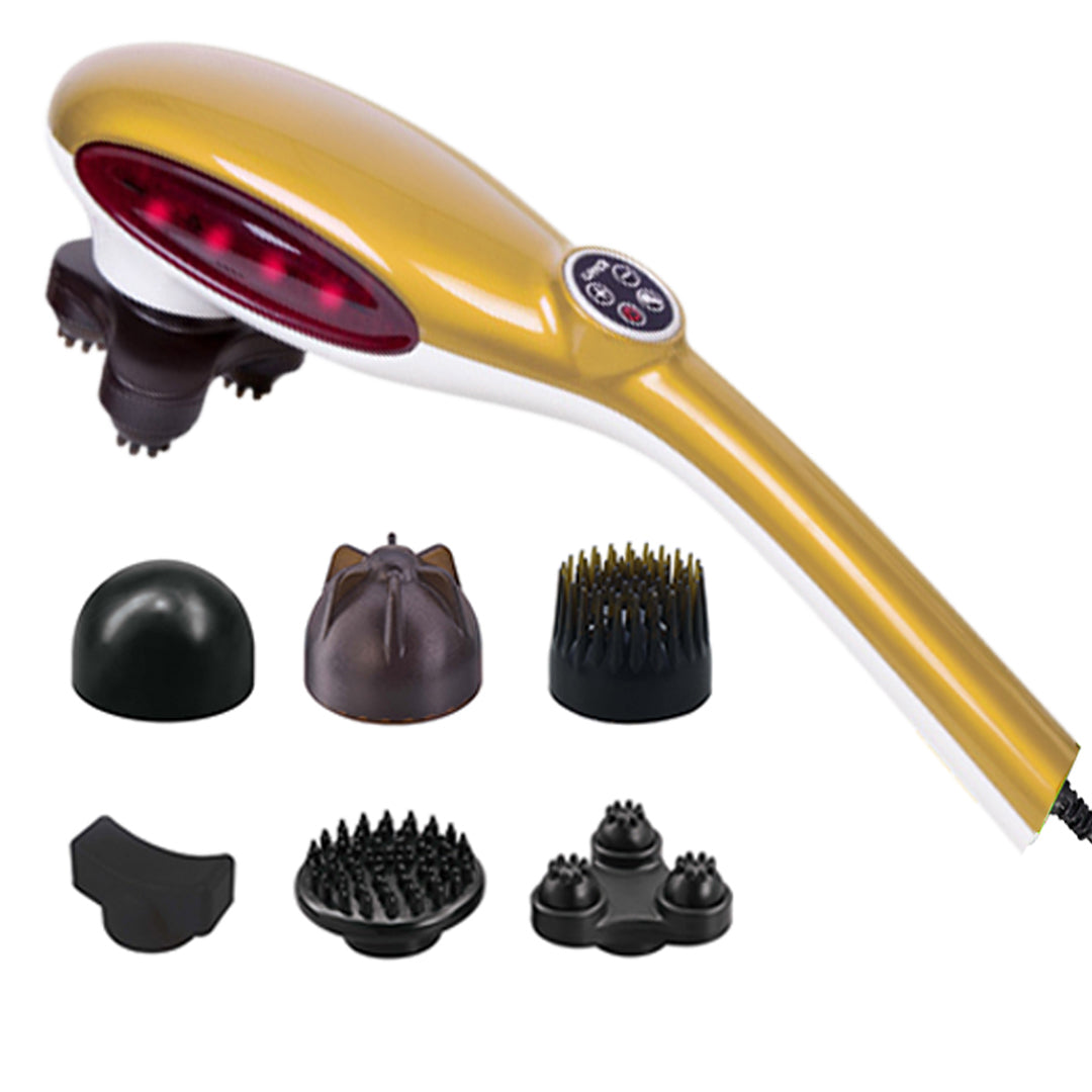 SOGA 6 Heads Portable Handheld Massager Soothing Stimulate Blood Flow Shoulder Yellow • LUZ-Massager833AGold