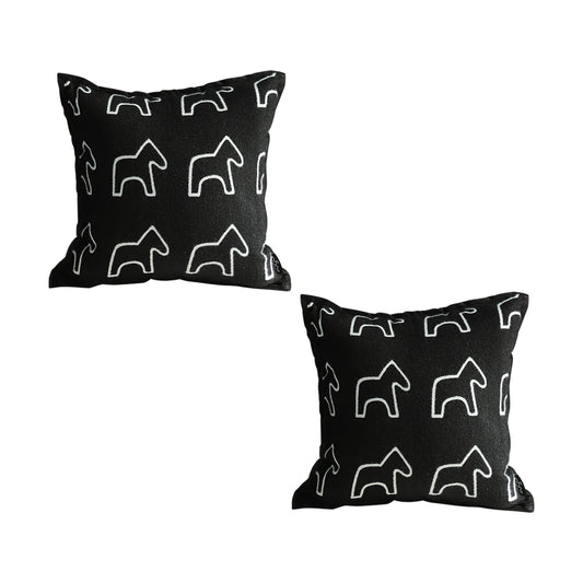 SOGA 2X 45cm Throw Pillow Black Teddy Fleece Square Pony Design Decorative Cushion for Living Room LUZ-FrenchCushion292X2