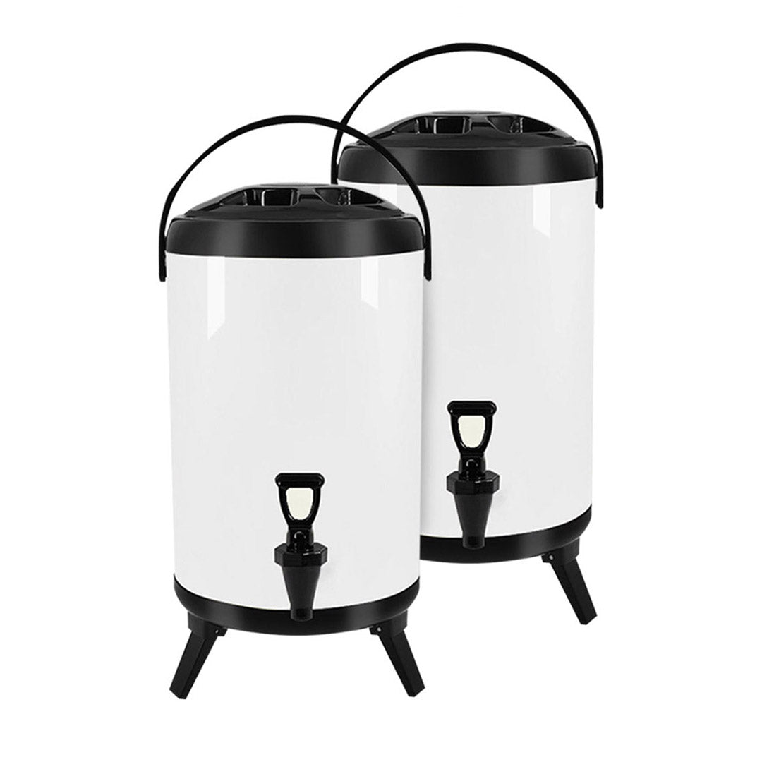 SOGA 2X 8L Stainless Steel Insulated Milk Tea Barrel Hot and Cold Beverage Dispenser Container with Faucet White • LUZ-VICDispenser8LWHTX2
