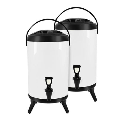 SOGA 2X 8L Stainless Steel Insulated Milk Tea Barrel Hot and Cold Beverage Dispenser Container with Faucet White • LUZ-VICDispenser8LWHTX2