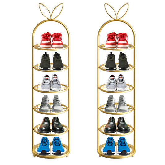 SOGA 2X 6 Tier Bunny Ears Shape Gold Plated Metal Shoe Organizer Space Saving Portable Footwear Storage Shelf • LUZ-FPotXJ09X2