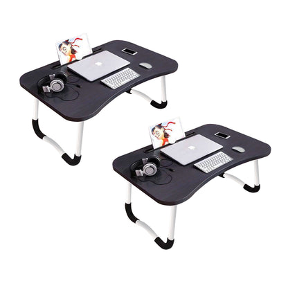 SOGA 2X Black Portable Bed Table Adjustable Foldable Bed Sofa Study Table Laptop Mini Desk with Notebook Stand Card Slot Holder Home Decor • LUZ-BedTableG41X2