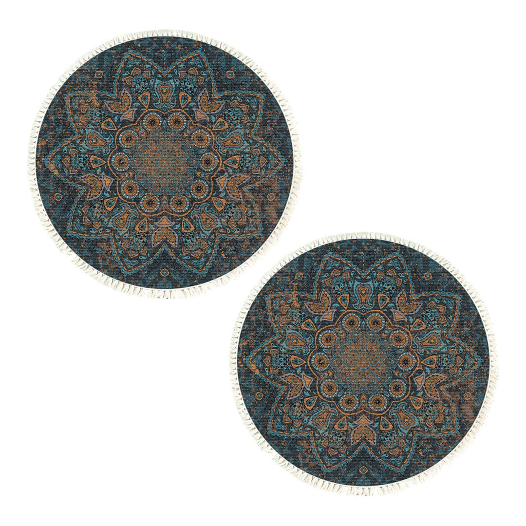 SOGA 2X 120cm Mandala Pattern Circle Area Rugs for Living Room Lounge, Anti-slip Doormat, Home Decor • LUZ-CarpetYH40X2