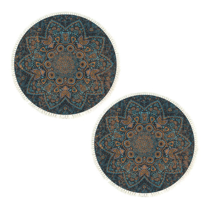 SOGA 2X 120cm Mandala Pattern Circle Area Rugs for Living Room Lounge, Anti-slip Doormat, Home Decor • LUZ-CarpetYH40X2