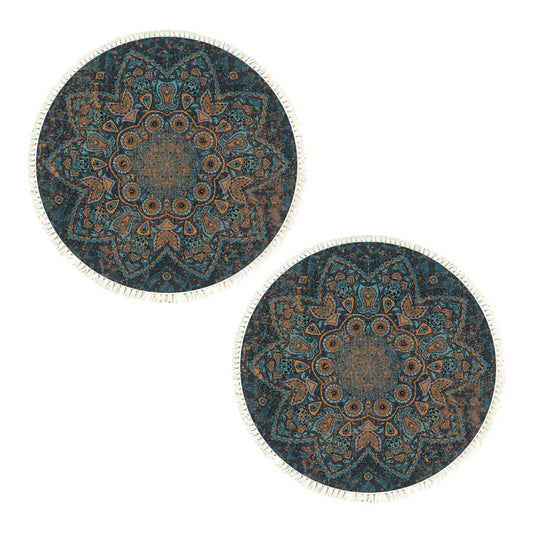 SOGA 2X 120cm Mandala Pattern Circle Area Rugs for Living Room Lounge, Anti-slip Doormat, Home Decor • LUZ-CarpetYH40X2