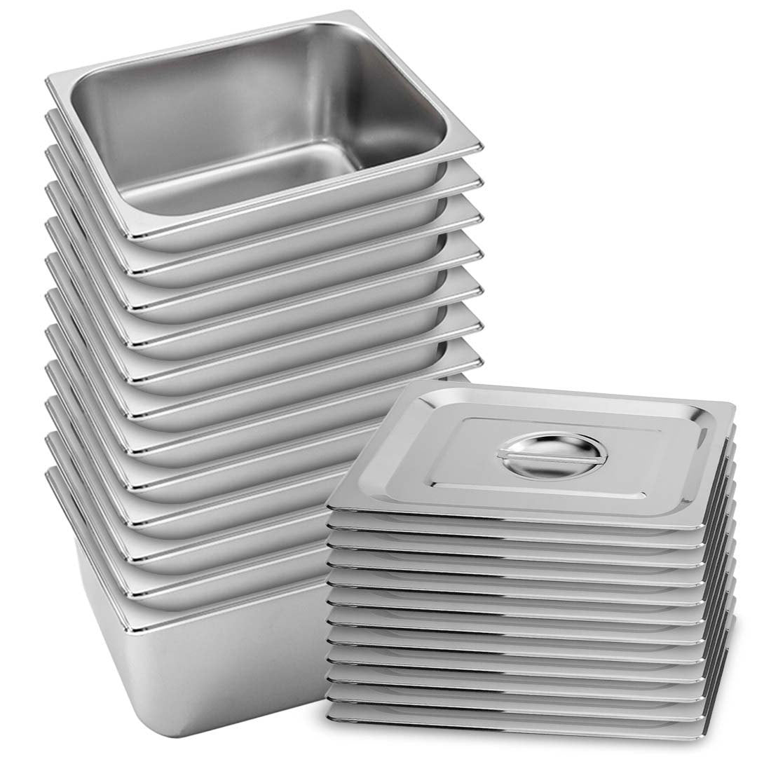 SOGA 12X Gastronorm GN Pan Full Size 1/2 GN Pan 20cm Deep Stainless Steel Tray With Lid • LUZ-GP5412wLidX12