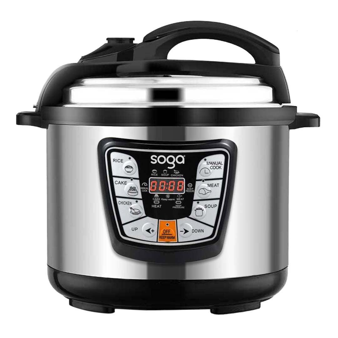 SOGA Electric Pressure Cooker 12L Stainless Steel NonStick 1600W • LUZ-ElectricPressureCooker12L