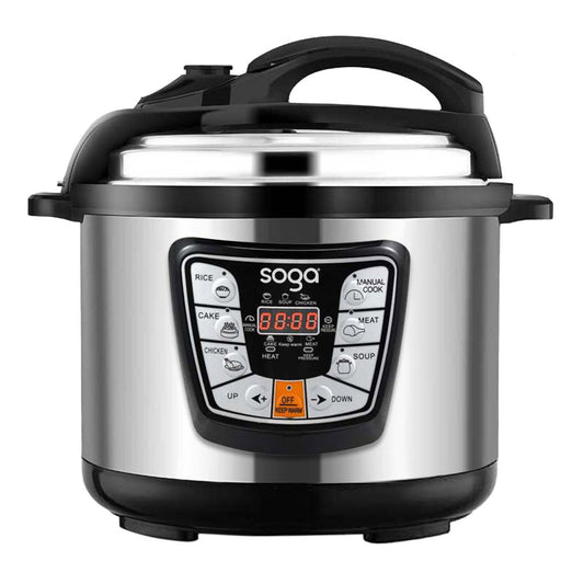SOGA Electric Pressure Cooker 12L Stainless Steel NonStick 1600W • LUZ-ElectricPressureCooker12L