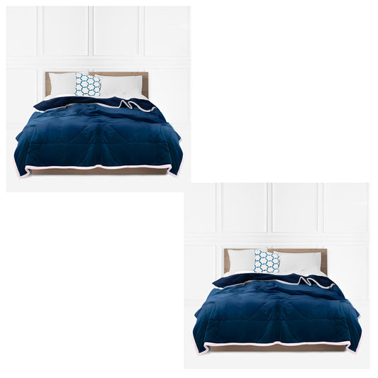 SOGA 2X Navy Blue Throw Blanket Warm Cozy Double Sided Thick Flannel Coverlet Fleece Bed Sofa Comforter • LUZ-Blanket301X2