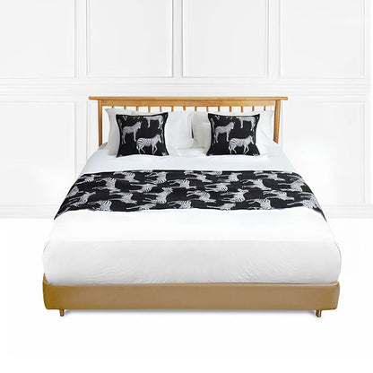 SOGA 1.5m Bed Light Luxury Black Zebra Vintage Bed Scarf Runner Bedding Tail Pad Flag For Home Hotel Set of 3 • LUZ-BedFlagS78