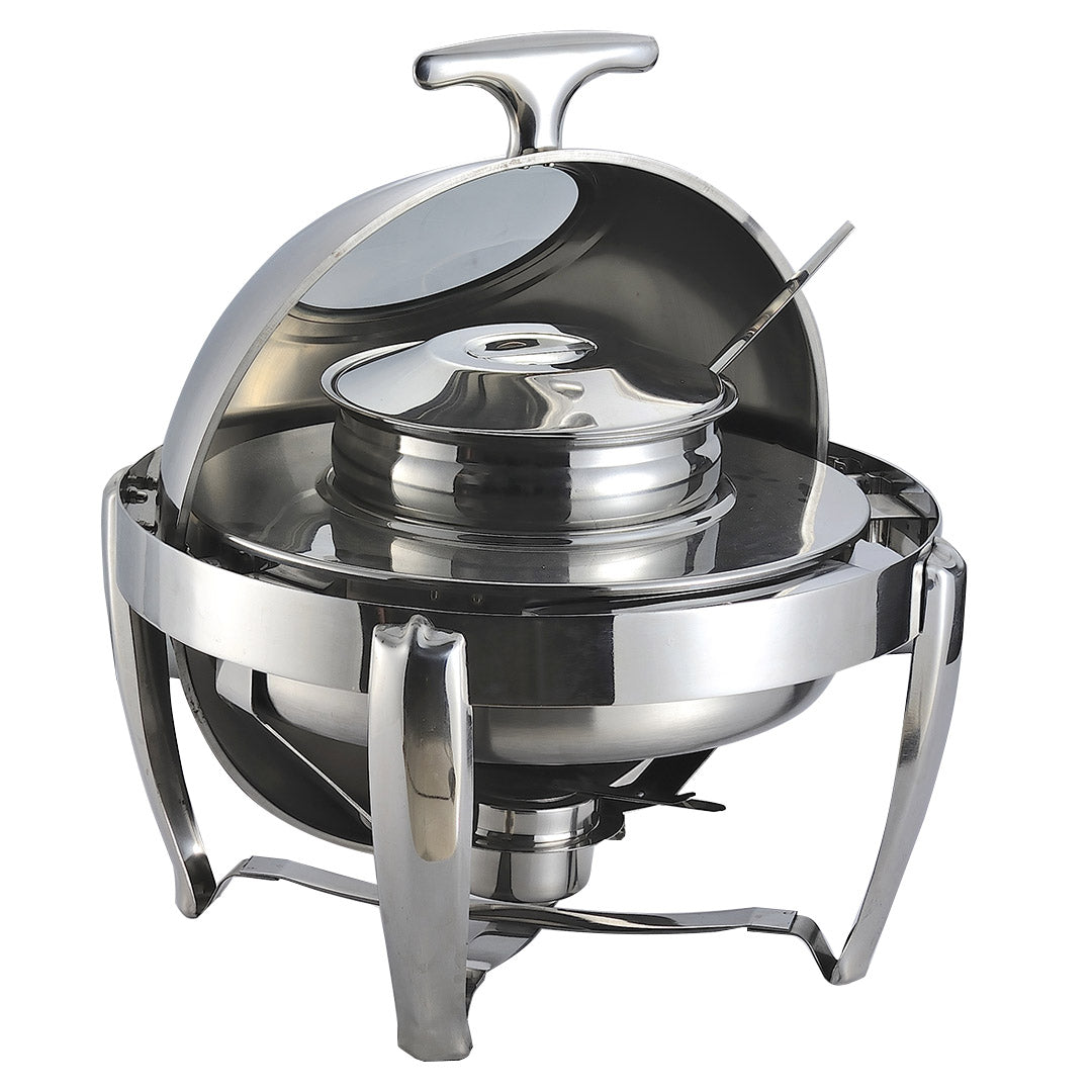 SOGA 6.5L Stainless Steel Round Soup Tureen Bowl Station Roll Top Buffet Chafing Dish Catering Chafer Food Warmer Server • LUZ-ChafingDishV7A1