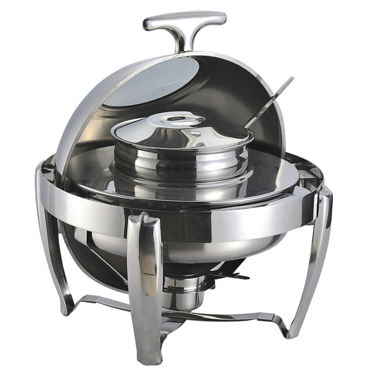 SOGA 6.5L Stainless Steel Round Soup Tureen Bowl Station Roll Top Buffet Chafing Dish Catering Chafer Food Warmer Server • LUZ-ChafingDishV7A1