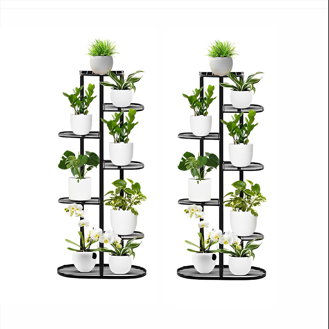 SOGA 2X 7 Tier 8 Pots Black Metal Plant Rack Flowerpot Storage Display Stand Holder Home Garden Decor • LUZ-FPotH23X2