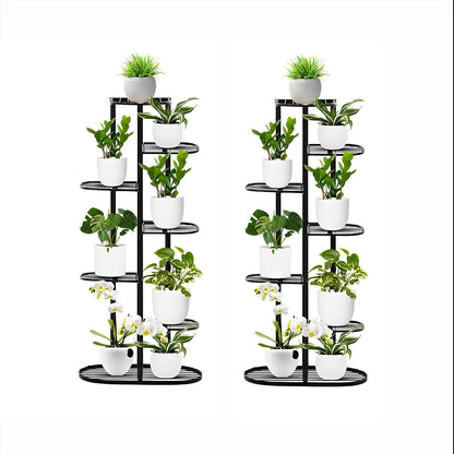 SOGA 2X 7 Tier 8 Pots Black Metal Plant Rack Flowerpot Storage Display Stand Holder Home Garden Decor • LUZ-FPotH23X2