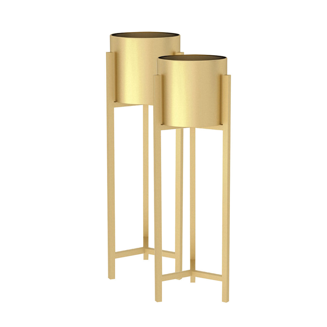 SOGA 2X 90cm Gold Metal Plant Stand with Flower Pot Holder Corner Shelving Rack Indoor Display • LUZ-FPotH77GLDX2