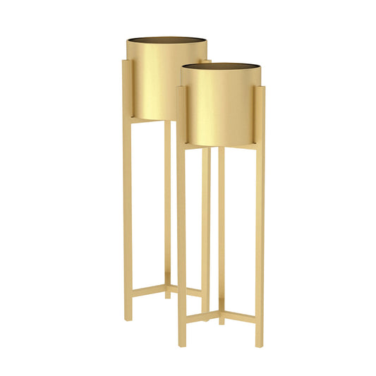 SOGA 2X 90cm Gold Metal Plant Stand with Flower Pot Holder Corner Shelving Rack Indoor Display • LUZ-FPotH77GLDX2