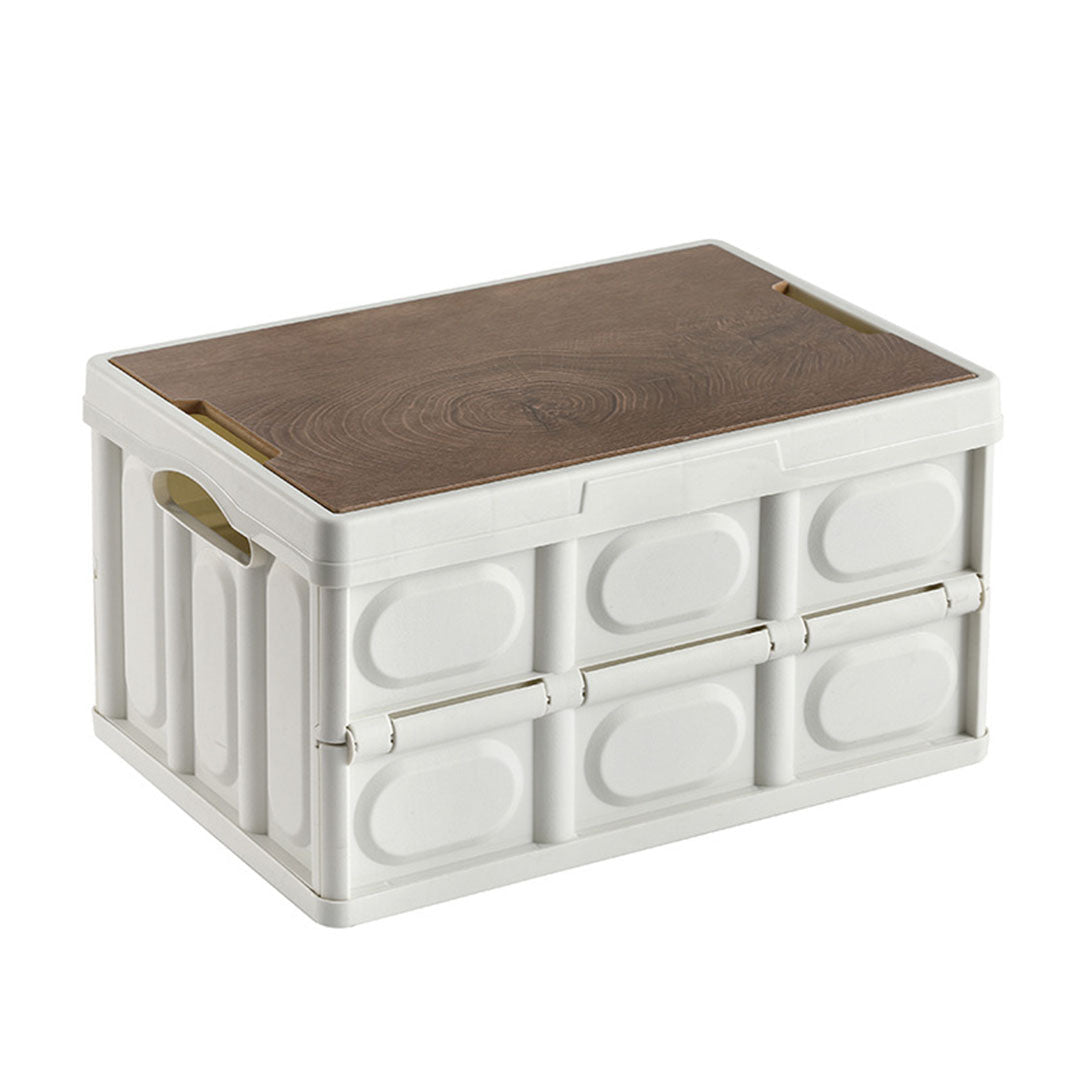 SOGA 42x28.5cm 30L White Car & Camping Foldable Storage Box Crate Stackable Container No Handle • LUZ-StorageBox3702