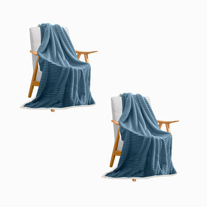 SOGA 2X  Blue Throw Blanket Warm Cozy Double Sided Thick Flannel Coverlet Fleece Bed Sofa Comforter • LUZ-Blanket308X2
