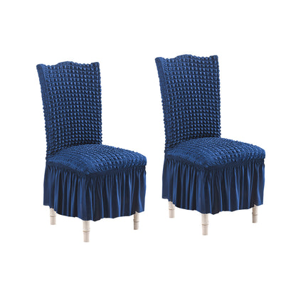 SOGA 2X Blue Chair Cover Seat Protector with Ruffle Skirt Stretch Slipcover Wedding Party Home Decor • LUZ-Chaircov22BX2