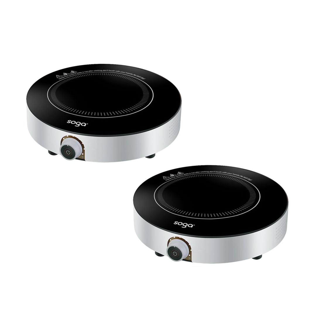 SOGA 2X 26cm Smart Electric Induction Cooktop Portable Kitchen Cooker for Cookware • LUZ-CooktopC20A6X2