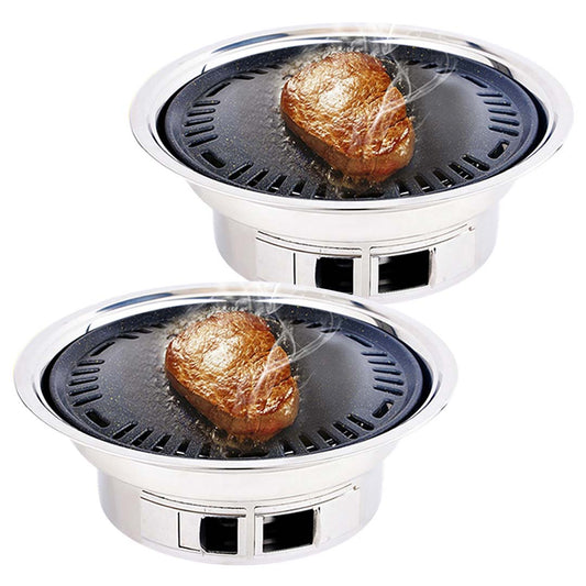 SOGA 2X BBQ Grill Stainless Steel Portable Smokeless Charcoal Grill Home Outdoor Camping • LUZ-KoreanCharcoalBBQRoundX2