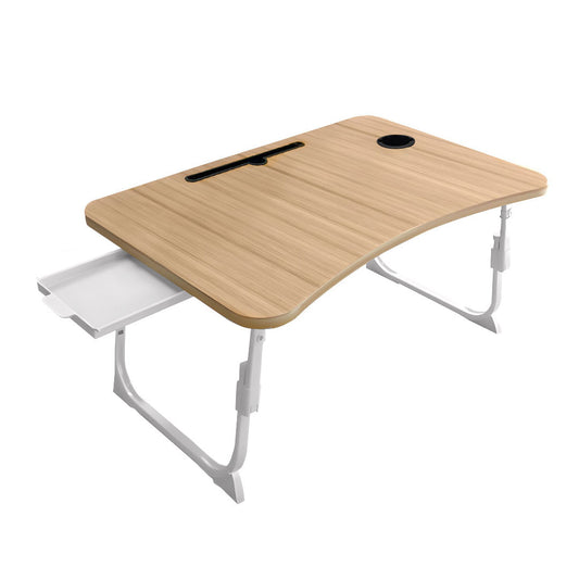 SOGA Oak Portable Bed Table Adjustable Folding Mini Desk Stand With Cup-Holder Home Decor • LUZ-BedTableM664