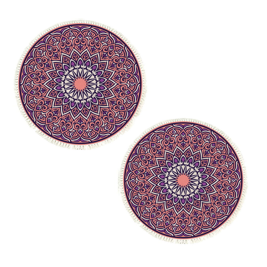 SOGA 2X 90cm Purple Mandala Round Carpet for Living Room Bedroom Anti-slip Doormat, Home Decor • LUZ-CarpetRAG2X2