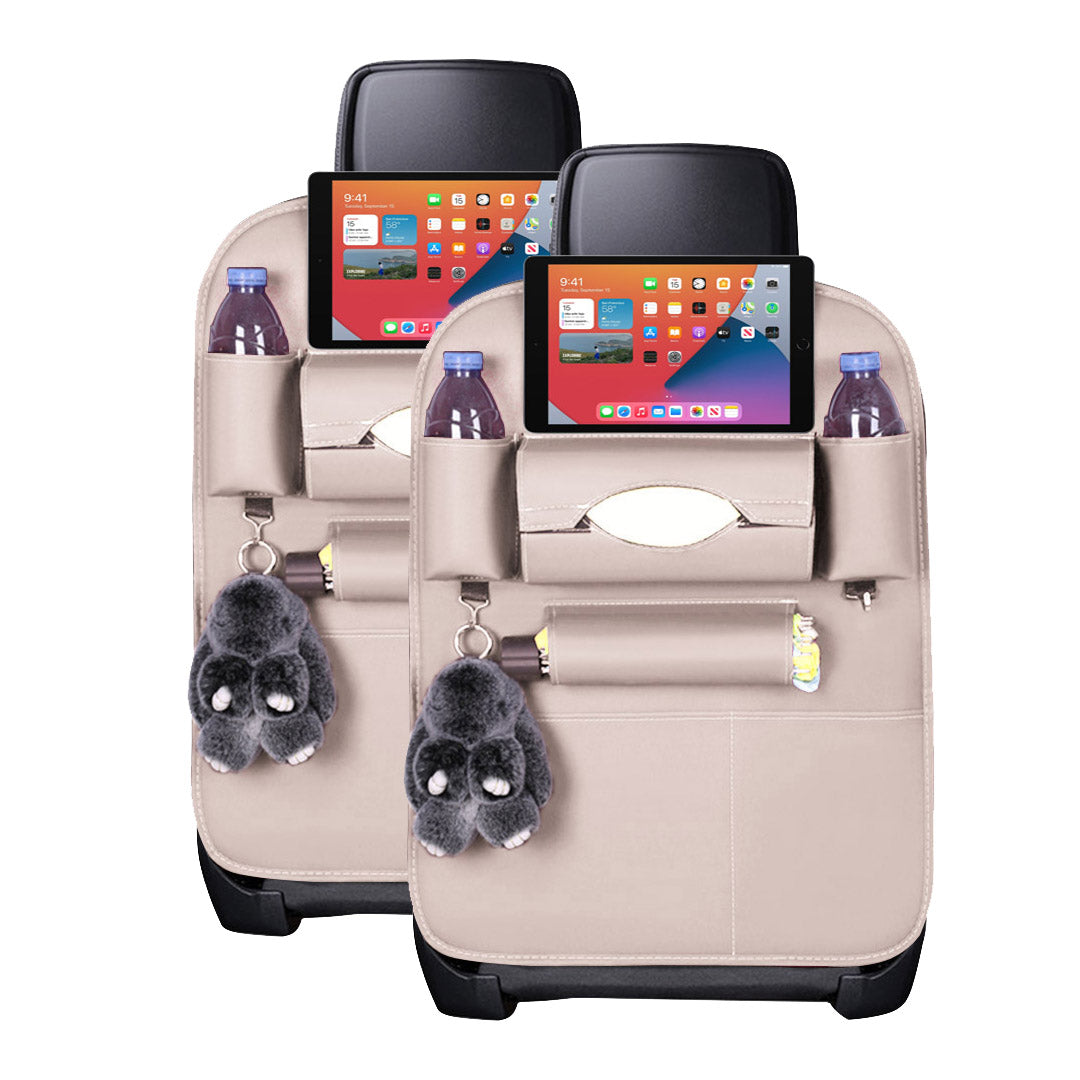 SOGA 2X Leather Car Back Seat Storage Bag Multi-Pocket Organizer Backseat and iPad Mini Holder White • LUZ-CarStorage1SeatBagWHTX2