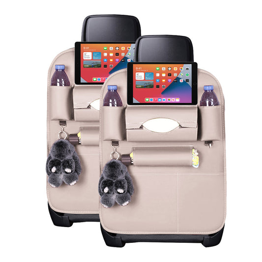 SOGA 2X Leather Car Back Seat Storage Bag Multi-Pocket Organizer Backseat and iPad Mini Holder White • LUZ-CarStorage1SeatBagWHTX2