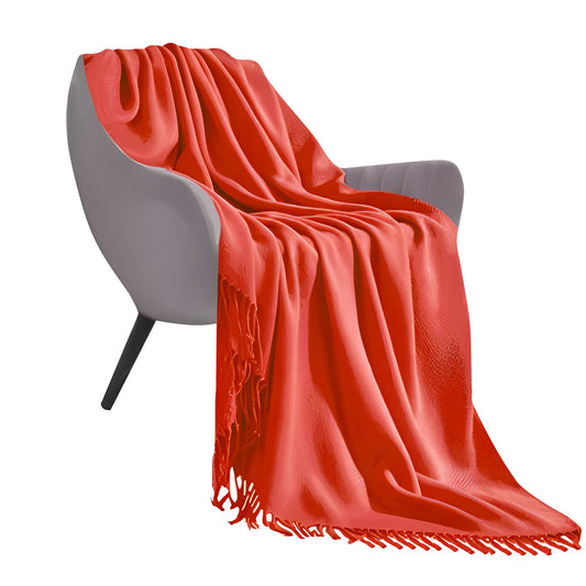 SOGA Orange Acrylic Knitted Throw Blanket Solid Fringed Warm Cozy Woven Cover Couch Bed Sofa Home Decor • LUZ-Blanket911