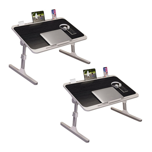 SOGA 2X 70X45cm Black Small Laptop Bed Portable Foldable Study Table Adjustable • LUZ-BedTableA15X2