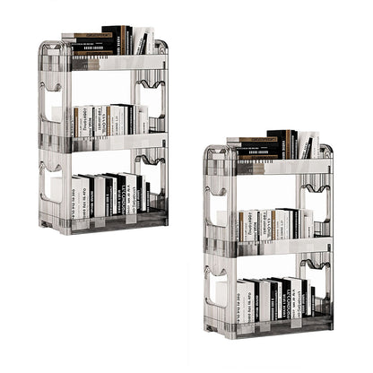 SOGA 2X 38x24cm Clear 3 Tier Bookshelf & Cosmetic Storage Organizer Trolley Rack • LUZ-BookSheClear3X2