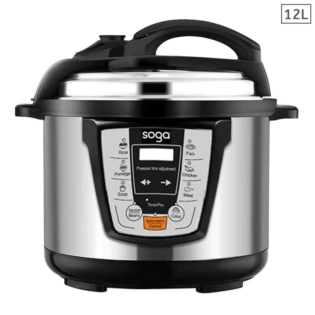 SOGA Electric Stainless Steel Pressure Cooker 12L 1600W Multicooker 16 LUZ-16ElectricPressureCooker12L