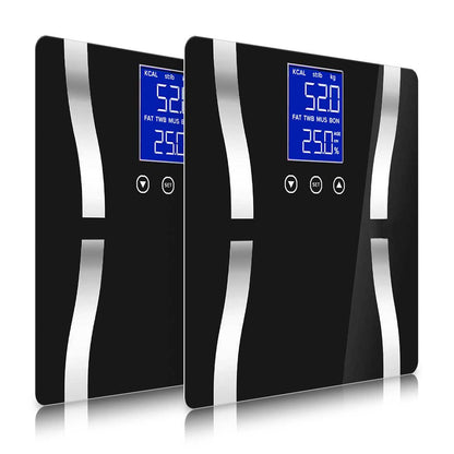 SOGA 2X Glass LCD Digital Body Fat Scale Bathroom Electronic Gym Water Weighing Scales Black • LUZ-BodyFatScaleBlackX2