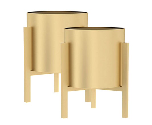 SOGA 2X 30CM Gold Metal Plant Stand with Flower Pot Holder Corner Shelving Rack Indoor Display • LUZ-FPotH32GLDX2