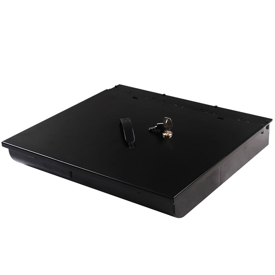 SOGA 4 Bills 8 Coins Cash Tray With Lockable Lid Heavy Duty Spare Cash Tray Black • LUZ-CashDrawerWithLid