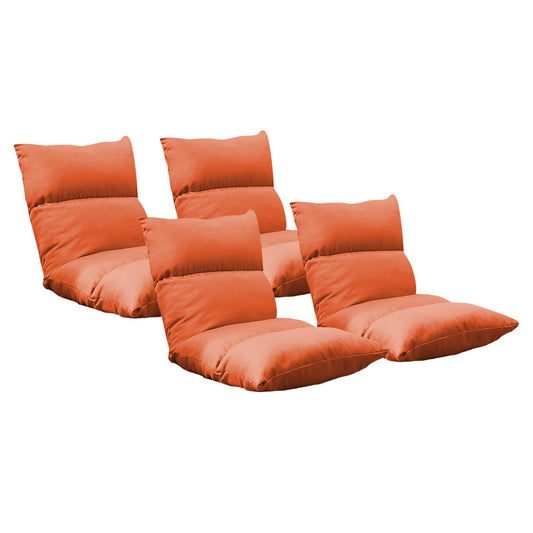 SOGA 4X Lounge Floor Recliner Adjustable Lazy Sofa Bed Folding Game Chair Orange • LUZ-LoungeFabricOrangeX4