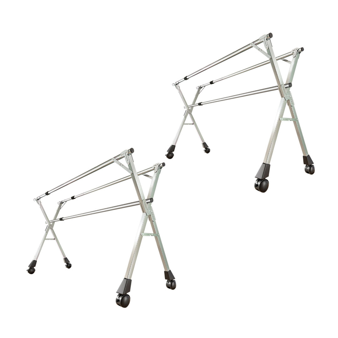 SOGA 2X 200cm Portable Drying Rack Clothes Steel Laundry Rack Foldable Space-Saving Laundry Holder 3 Poles • LUZ-BSXG2518X2
