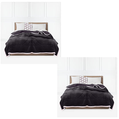 SOGA 2X Dark Grey Throw Blanket Warm Cozy Double Sided Thick Flannel Coverlet Fleece Bed Sofa Comforter • LUZ-Blanket303X2