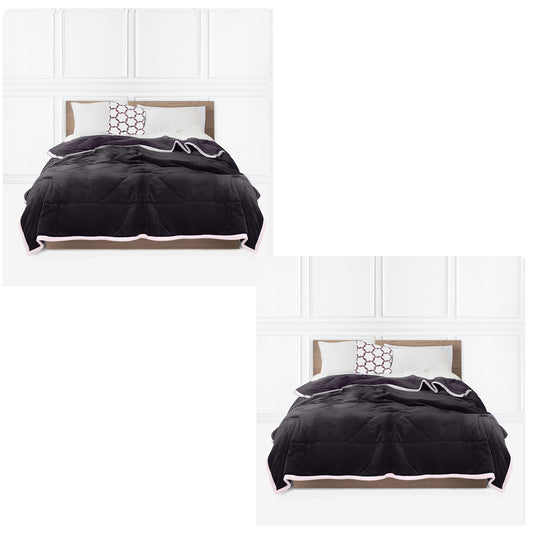 SOGA 2X Dark Grey Throw Blanket Warm Cozy Double Sided Thick Flannel Coverlet Fleece Bed Sofa Comforter • LUZ-Blanket303X2