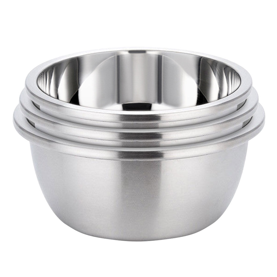 SOGA 3Pcs Deepen Polished Stainless Steel Stackable Baking Washing Mixing Bowls Set Food Storage Basin • LUZ-Bowl886