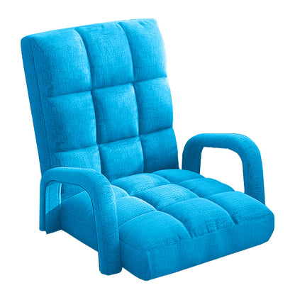 SOGA  Foldable Lounge Cushion Adjustable Floor Lazy Recliner Chair with Armrest Blue • LUZ-LoungeArmBlue