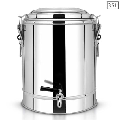SOGA 35L Stainless Steel Insulated Stock Pot Dispenser Hot & Cold Beverage Container With Tap • LUZ-InsulatedPotwTap3104