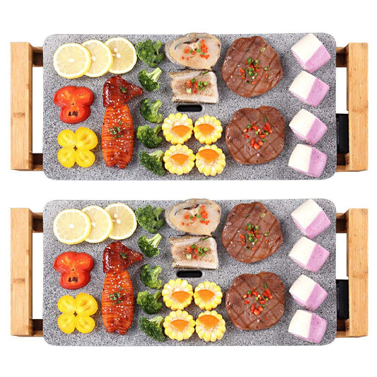 SOGA 2X Electric Ceramic BBQ Grill Non-stick Surface Hot Plate for Indoor & Outdoor Stone • LUZ-ElectricGrillPlateCeramicStoneX2